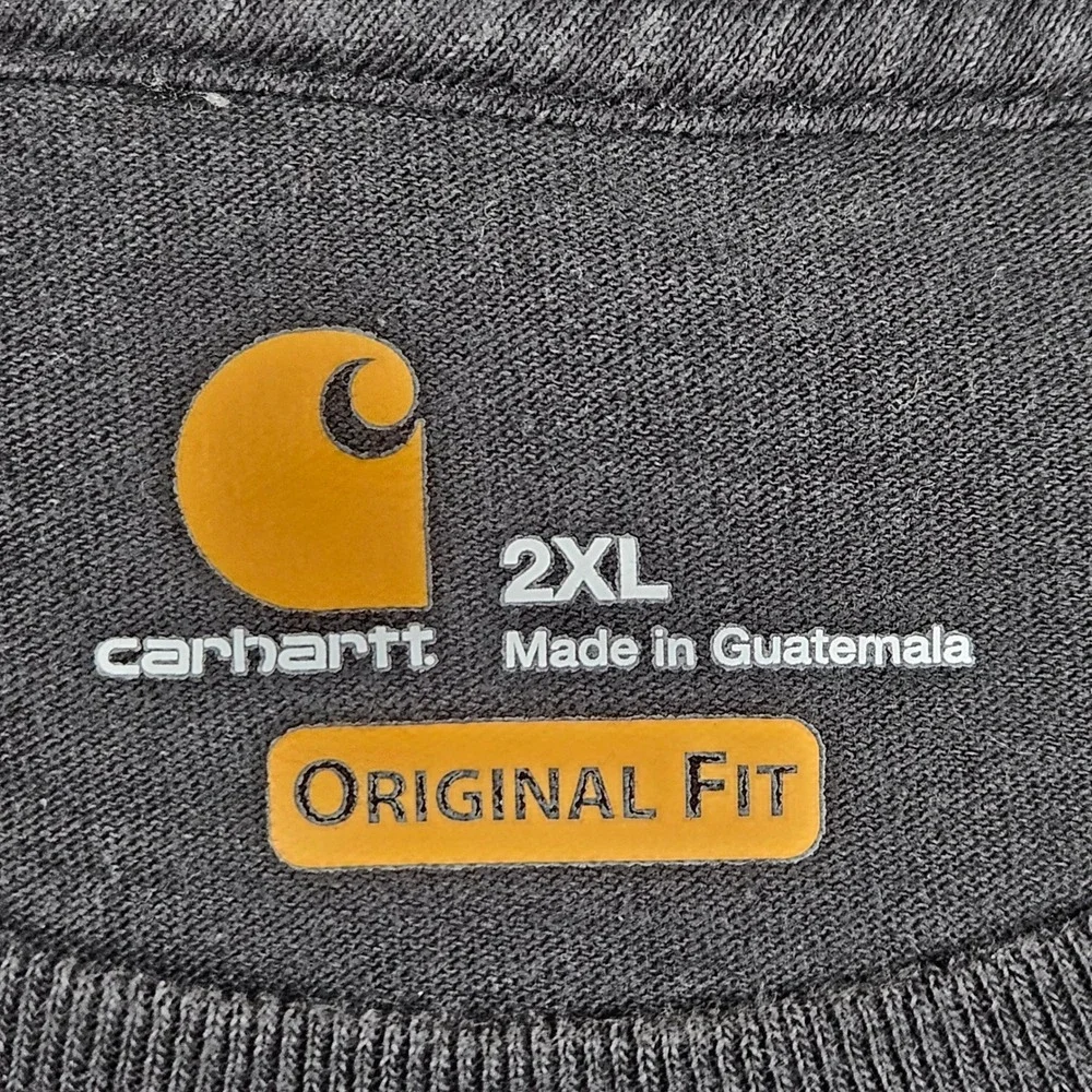 Carhartt T-Shirt Mens 2XL Black Long Sleeve Original Fit Spell-Out Logo Workwear